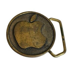 Vintage Apple Logo Brass Belt Buckle 1978 Collectibles Steve Jobs Era